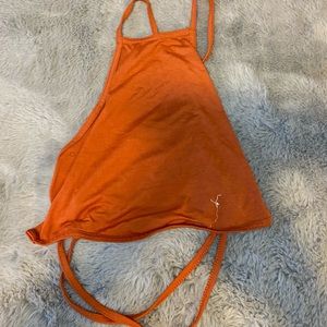Orange tie around crop top
